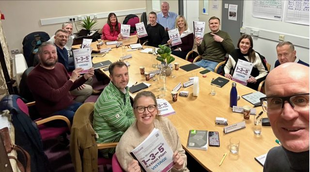 A Vistage CEO group holding their 1-3-5 Action Plans